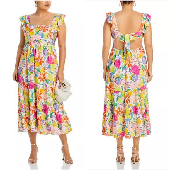 AQUA Fruit Floral Maxi Dress - Exclusive Size‎ Large Sundress - Picture 13 of 14